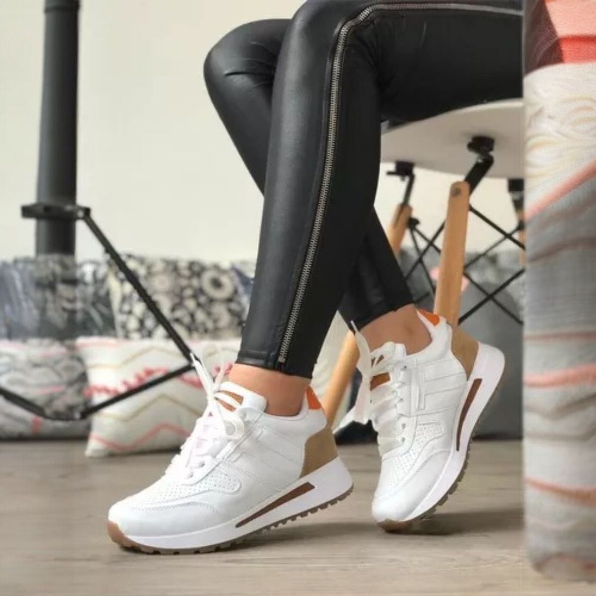 DEPORTIVA - Tenis Mujer Colores Variados Calzado Dama Casual Y Elegante-Blanco
