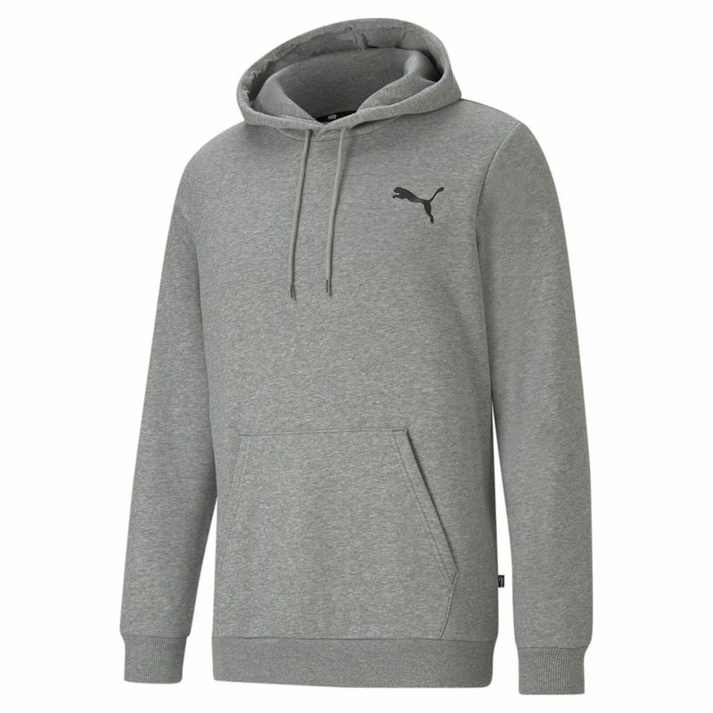 PUMA - Buzo Puma Gris Hombre Con Capucha Y  Logotipo Pequeño Essentials