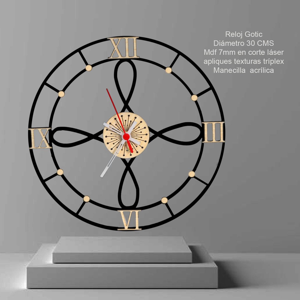 XTREME - Reloj de Pared Redondo Gothic XD Diá 31cm Negro