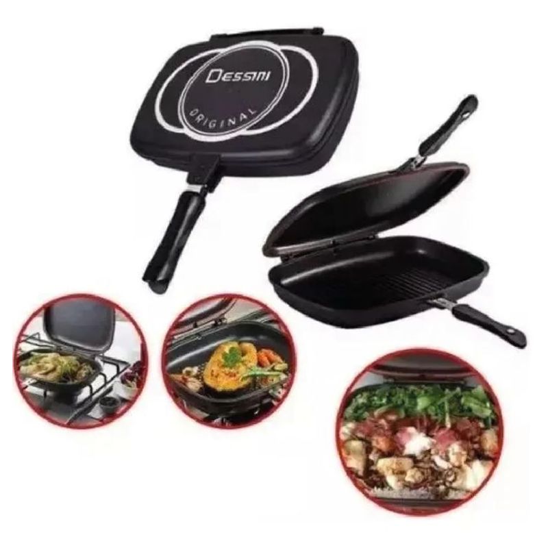 GENERICO - Sartén Doble Parrilla 36 Cm Antiadherente Dual Grill Dessini