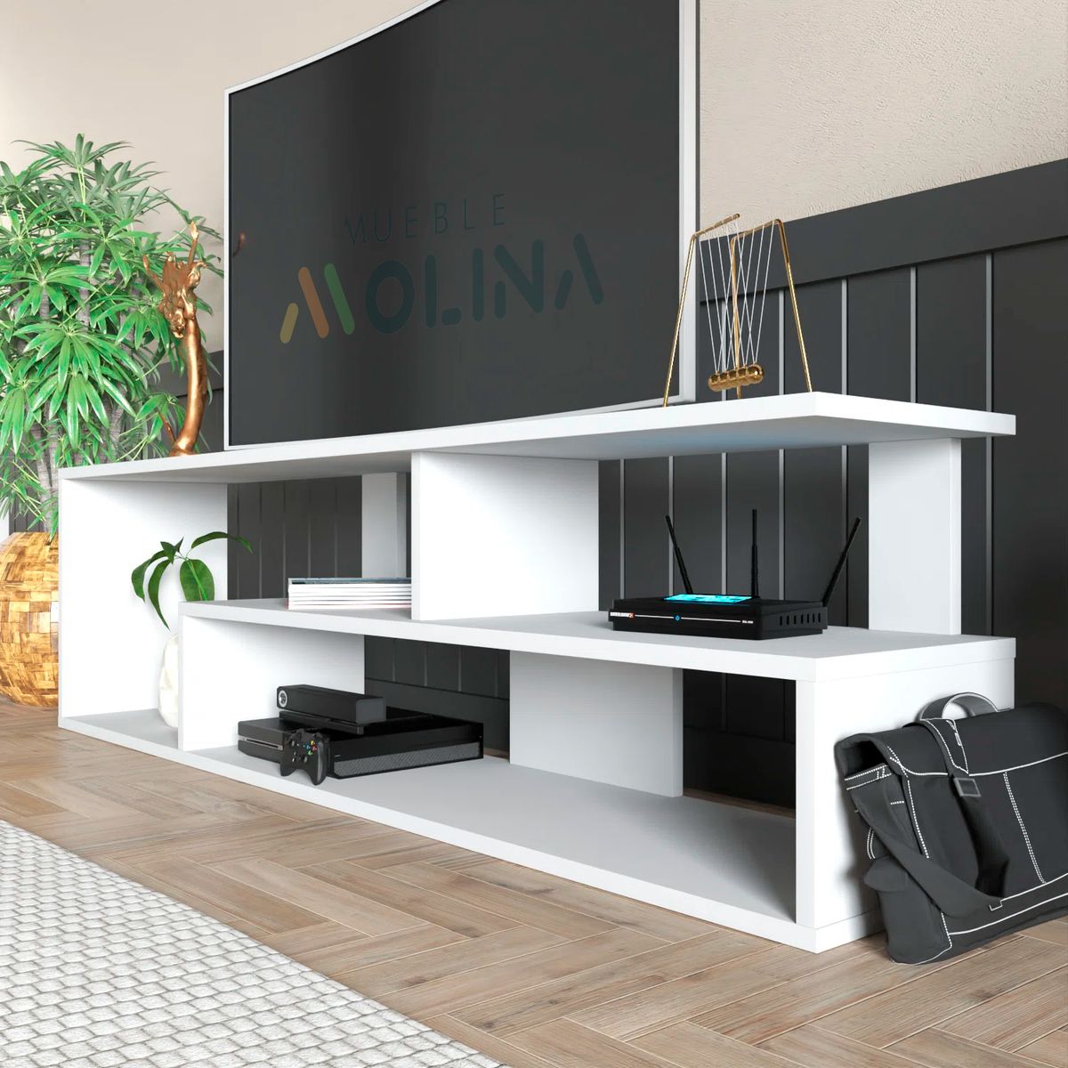 GENERICO - Mesa Para Tv Centro De Entretenimiento Tv 65 Blanca