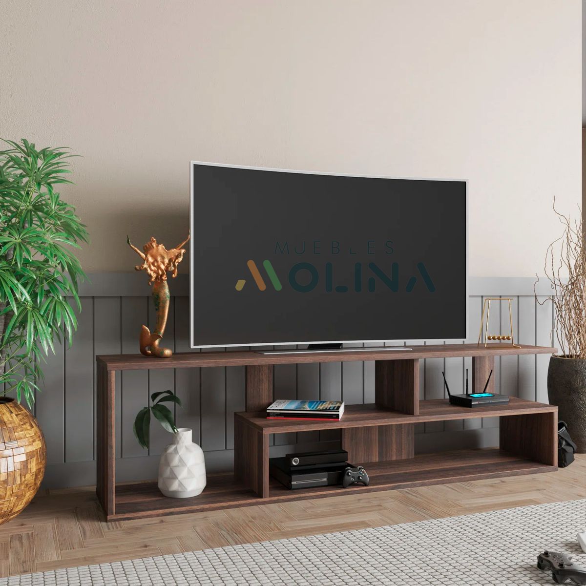 GENERICO - Mesa Para Tv Centro De Entretenimiento Tv 65 color caoba