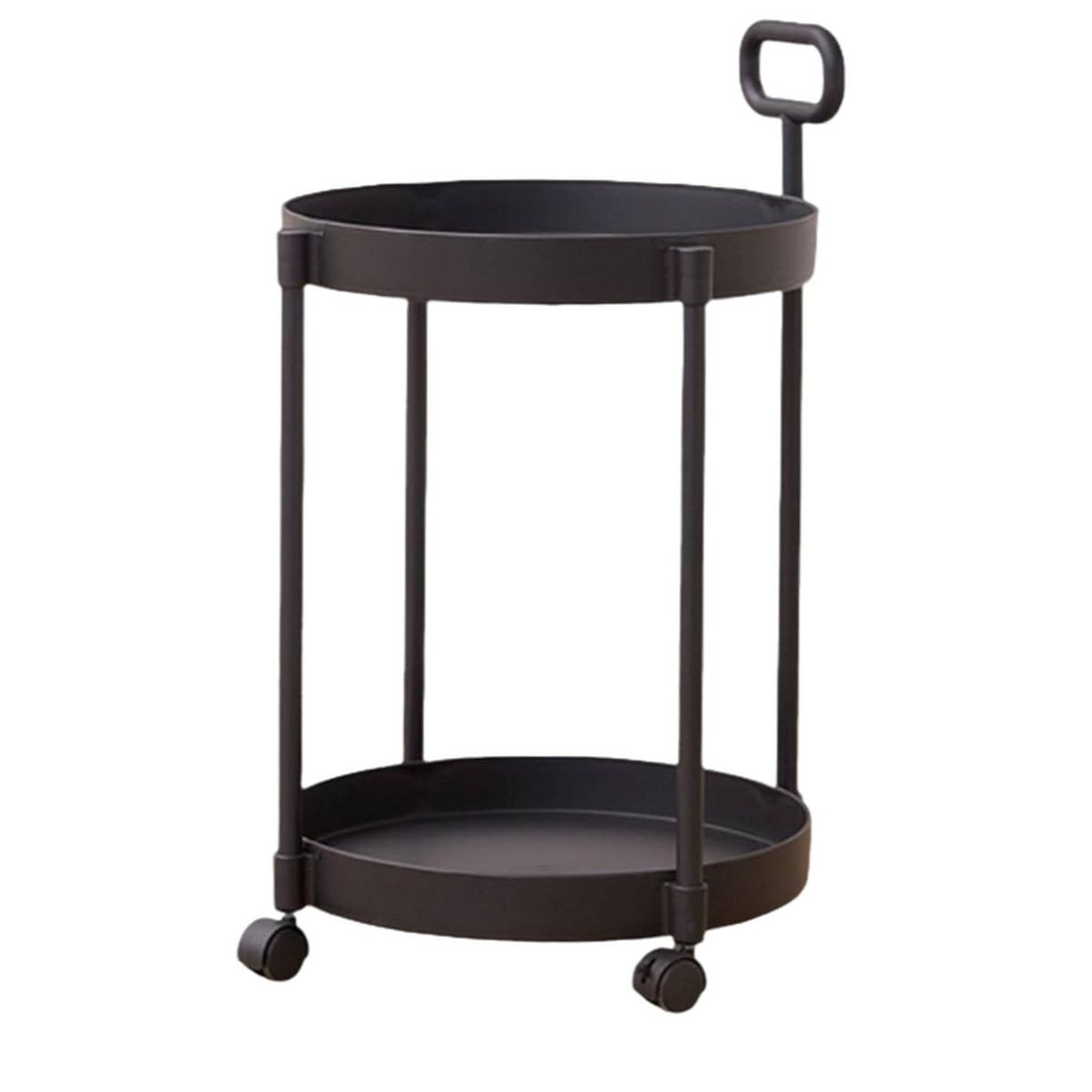 GENERICO - MESITA AUXILIAR 2 NIVELES CON RUEDAS Color Negro