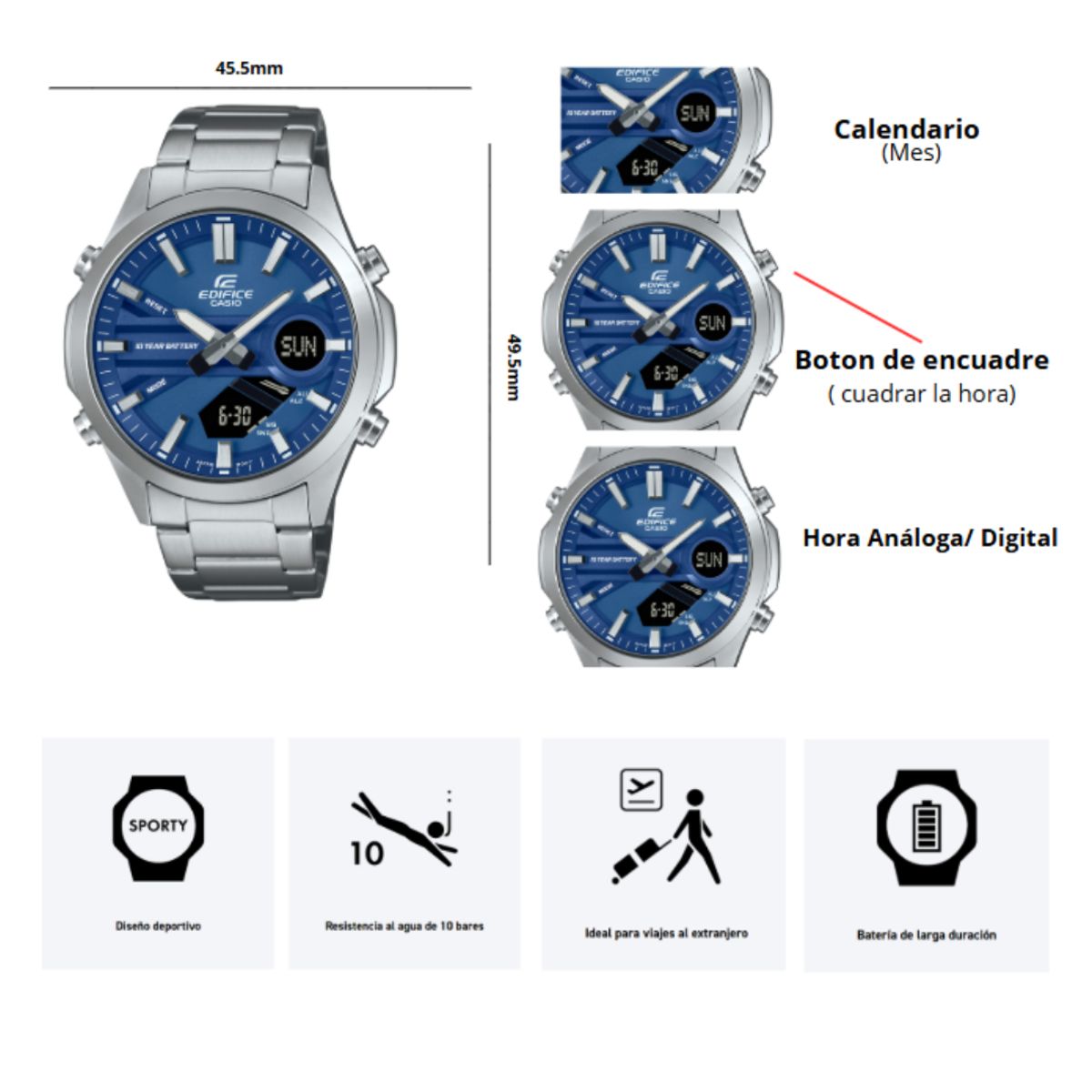 CASIO - Reloj Casio Edifice EFV-C120D-2A Caballero