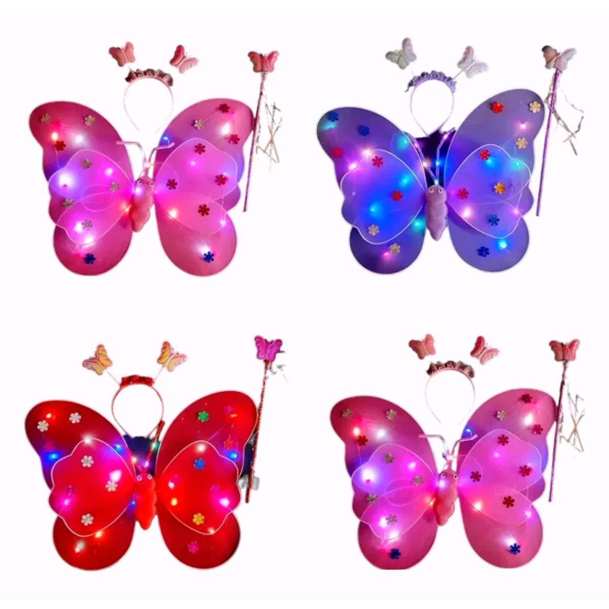 GENERICO - Alas De Mariposa Con Luces, Hada Angel  + Diadema + Tiara