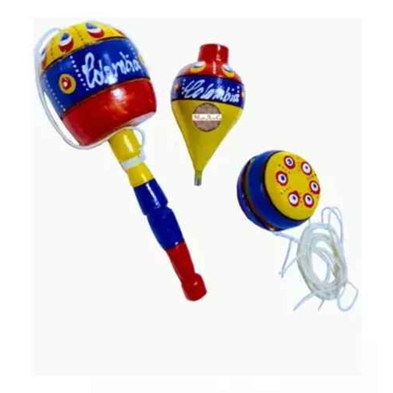 GENERICO - Juego Decorativo Trompo+coca+yoyo- Juegos Tradicionales