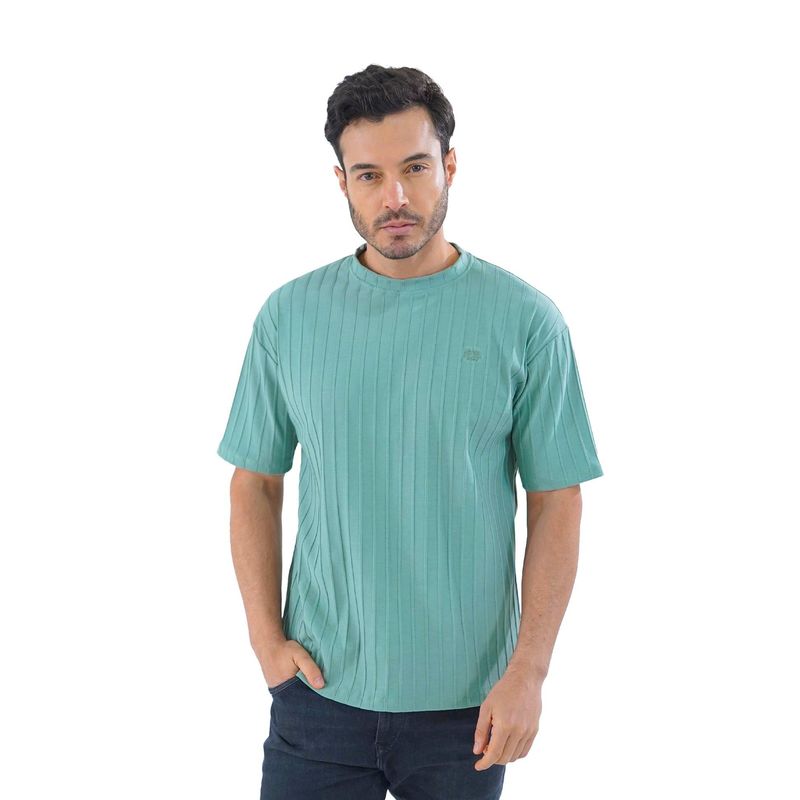 LAGUNA BLUE - Camiseta para hombre texturizada bordada verde laguna blue_.