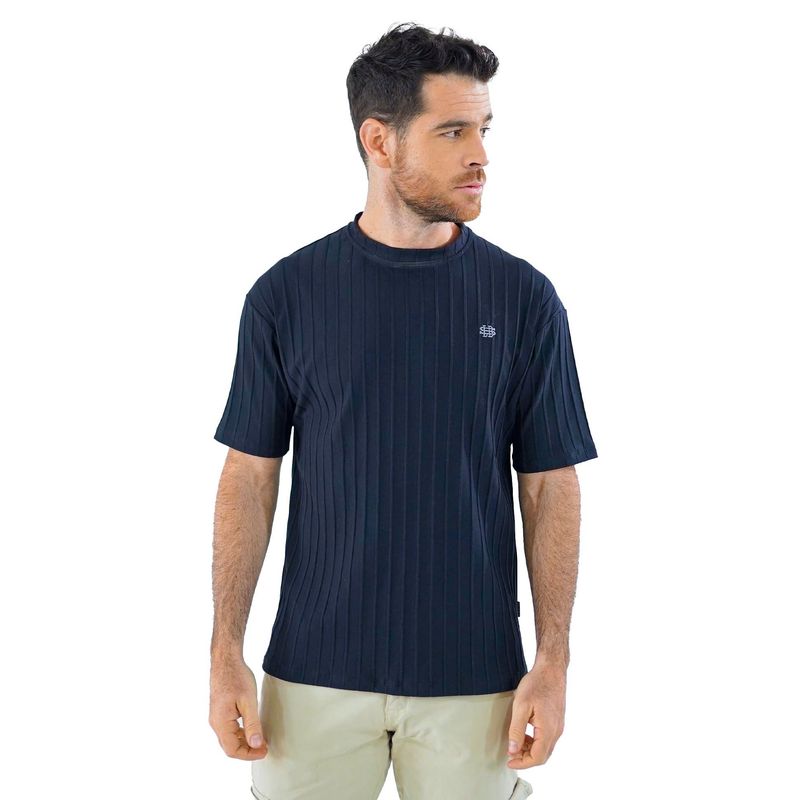 LAGUNA BLUE - Camiseta para hombre texturizada bordada negra laguna blue_.