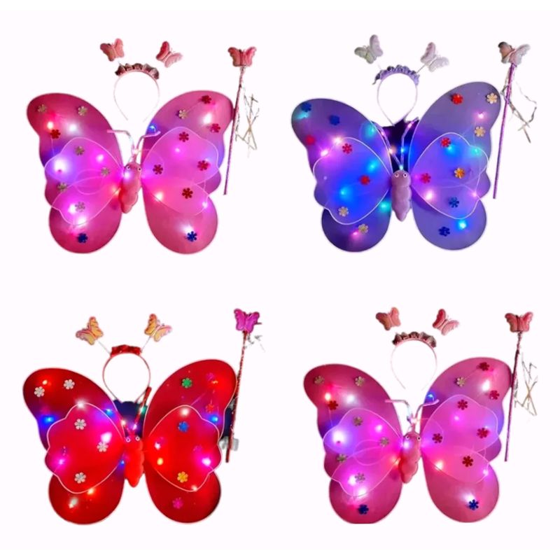 GENERICO - Alas De Mariposa Con Luces Alas Hada + Diadema + Tiara