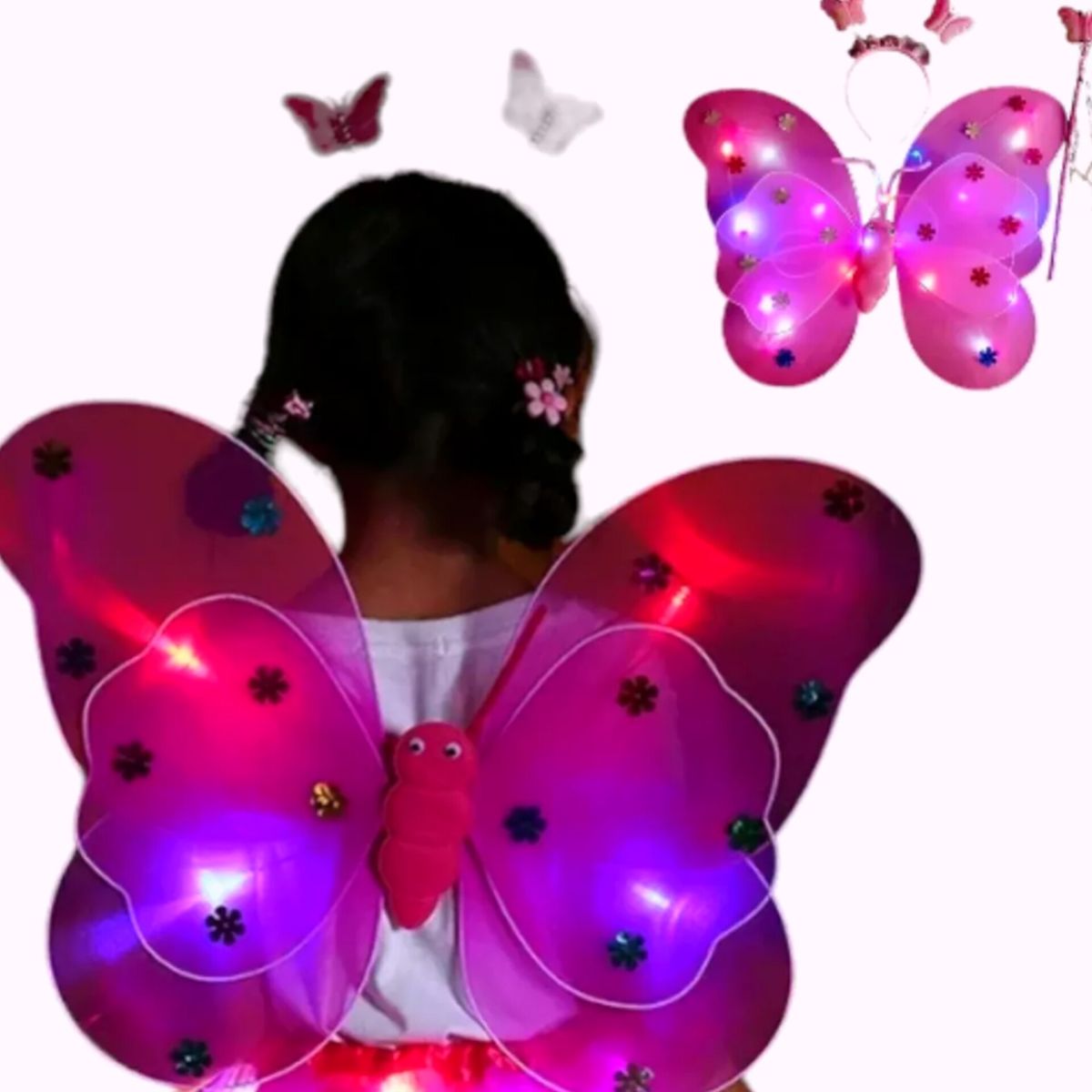 GENERICO - Alas De Mariposa Con Luces Alas Hada + Diadema + Tiara