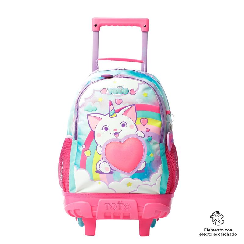 TOTTO - Morral con ruedas Niña Sweety Heart Mediano Azul