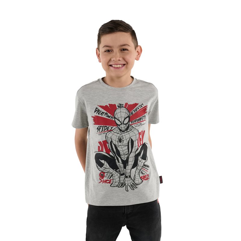 TOTTO - Camiseta para Niño Spiderman Amazing Gris