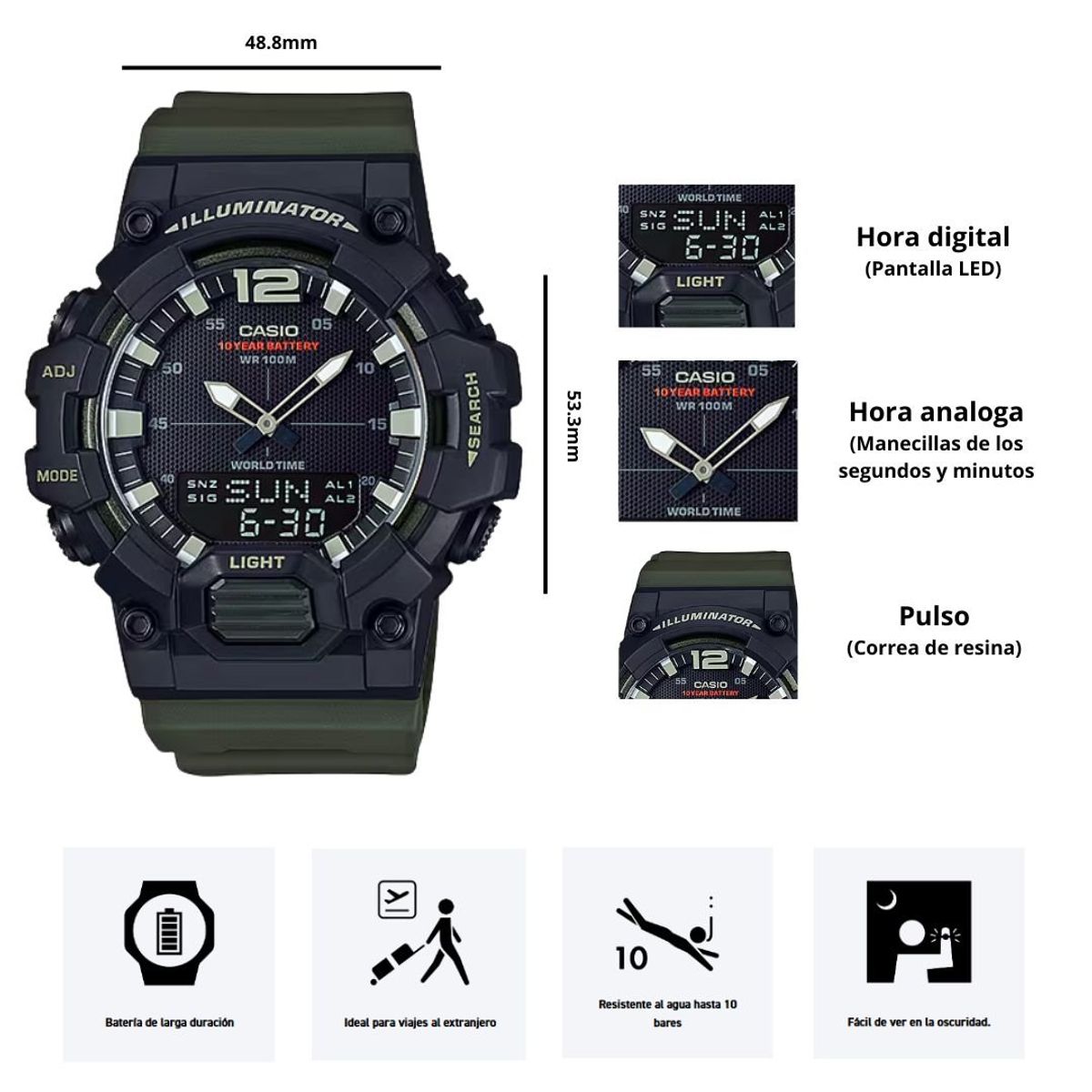 CASIO - Reloj Casio Referencia HDC-700-3A Diseño Deportivo