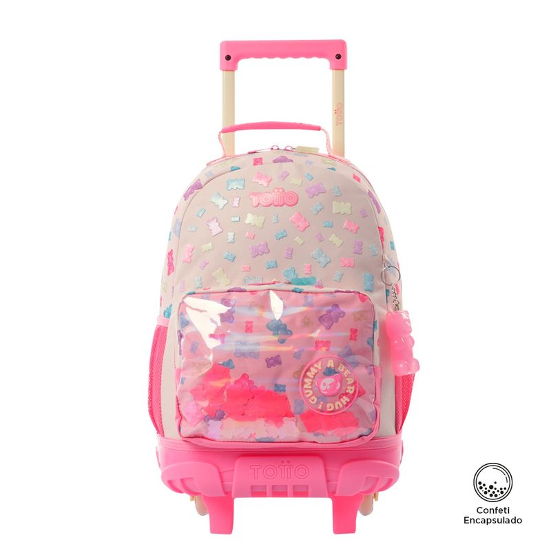 TOTTO - Morral con ruedas Niña Gummy Bear Mediano Rosado