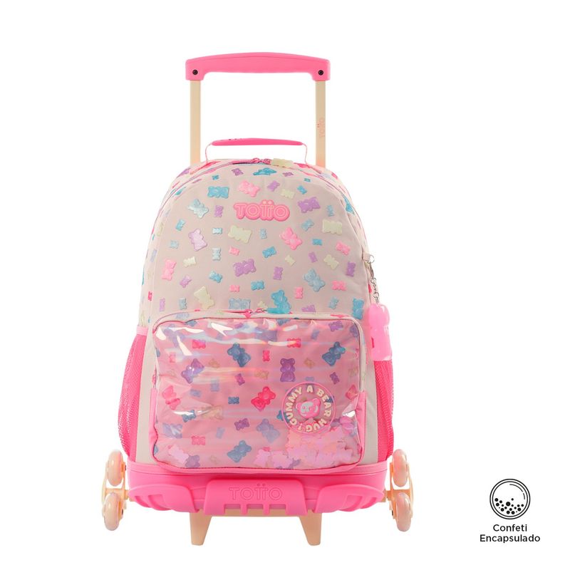 TOTTO - Morral con 3 ruedas Niña Gummy Bear Grande Rosado
