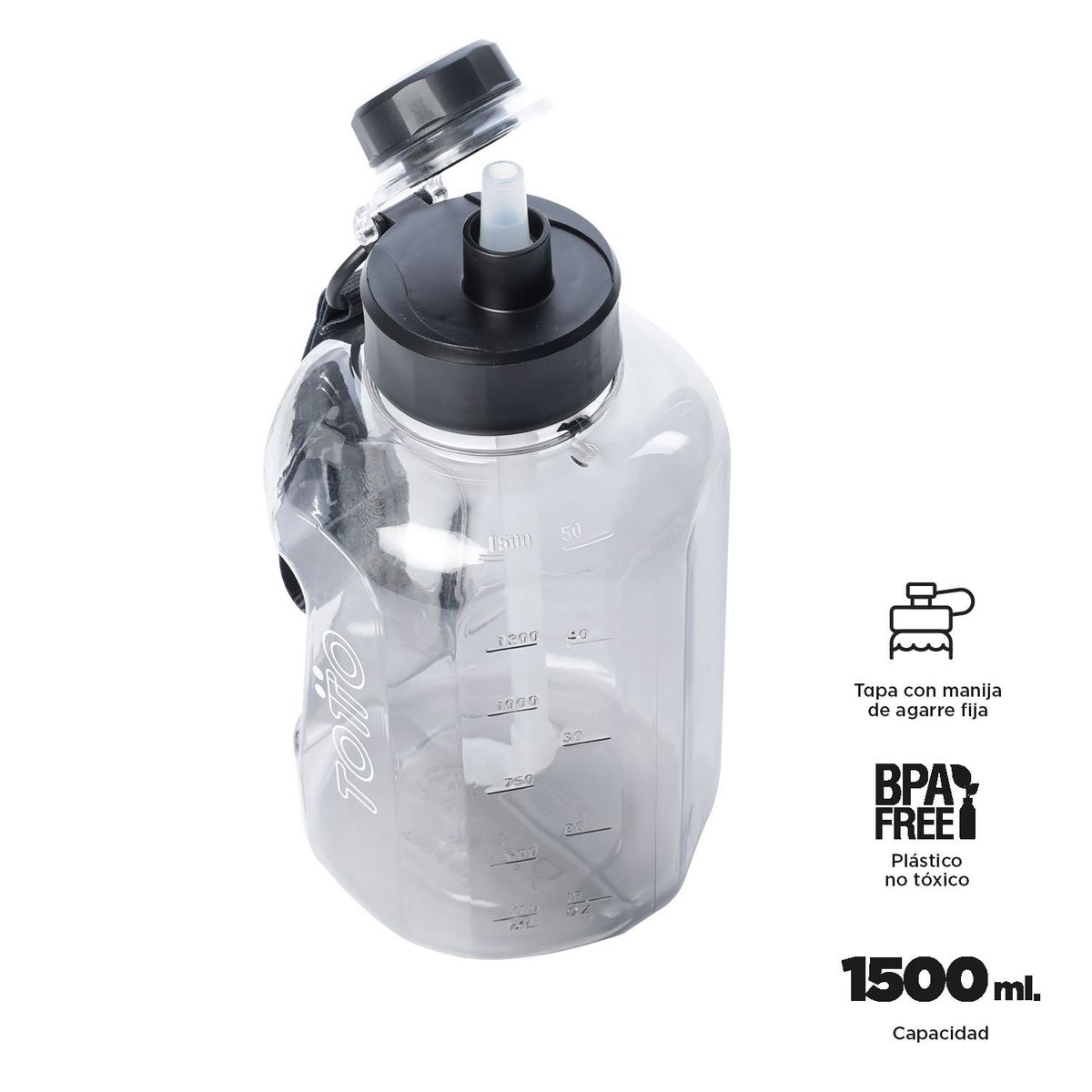 TOTTO - Botilito Plástico Home 1500 ml Negro