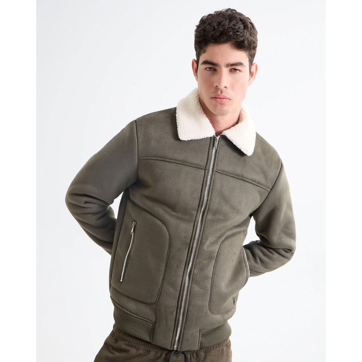 SEVEN SEVEN - Chaqueta Para Hombre Shearling Color Verde Oscuro Marca Seven Seven #45080458