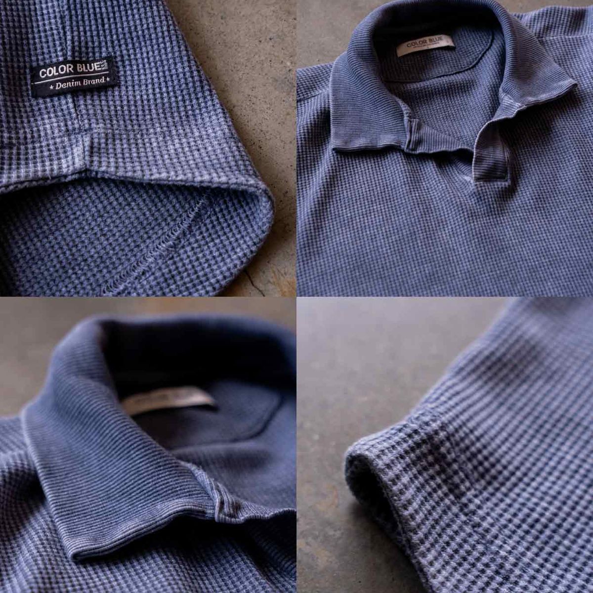 COLOR BLUE - Polo Unicolor En Tela Galleta