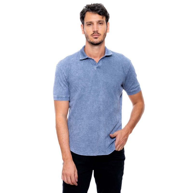 COLOR BLUE - Polo Unicolor En Tela Galleta
