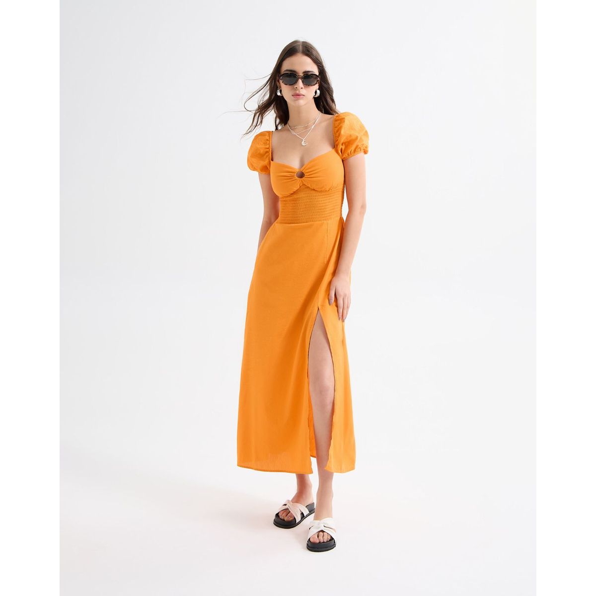 SEVEN SEVEN - Vestio Maxi Con Cut Out  Para Mujer Naranja Seven Seven
