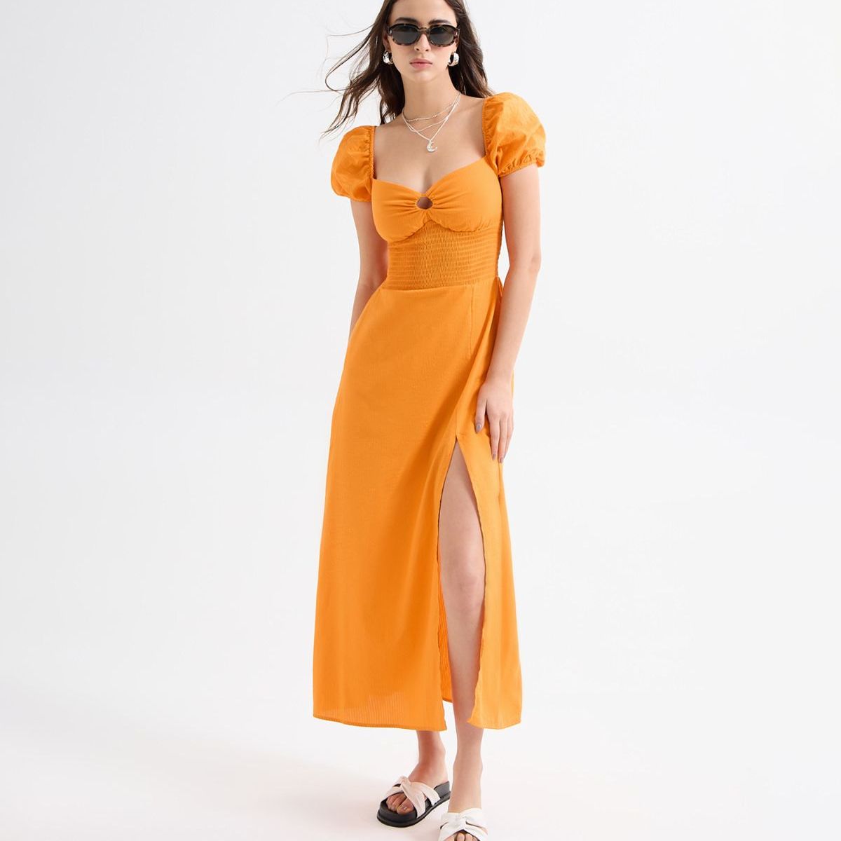 SEVEN SEVEN - Vestio Maxi Con Cut Out  Para Mujer Naranja Seven Seven