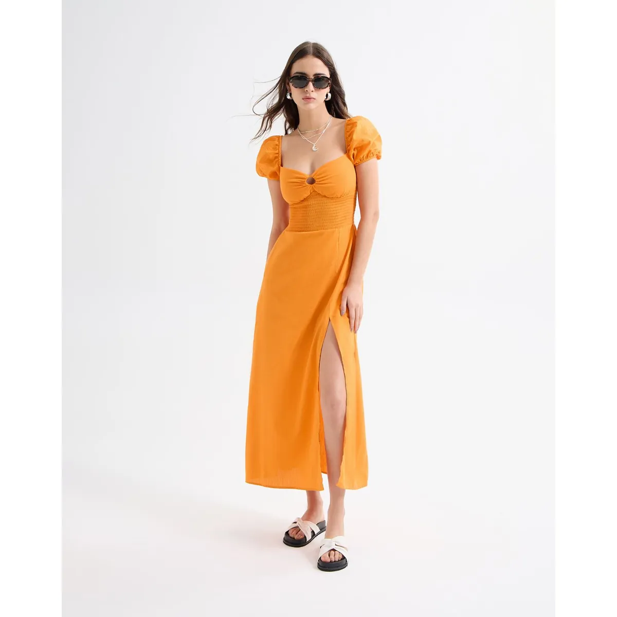 SEVEN SEVEN - Vestio Maxi Con Cut Out  Para Mujer Naranja Seven Seven