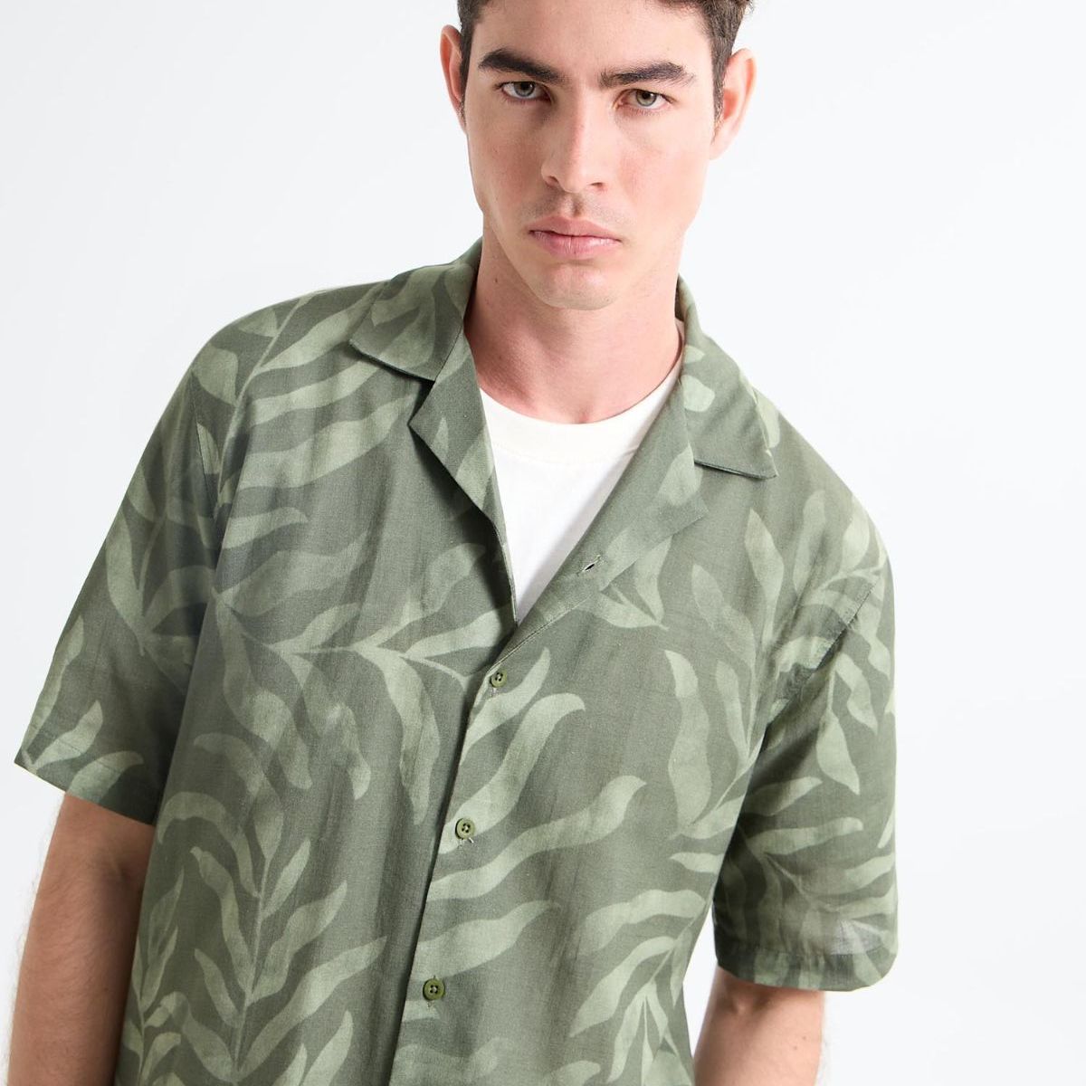SEVEN SEVEN - Camisa Resort Estampada  Para Hombre Verde Seven Seven