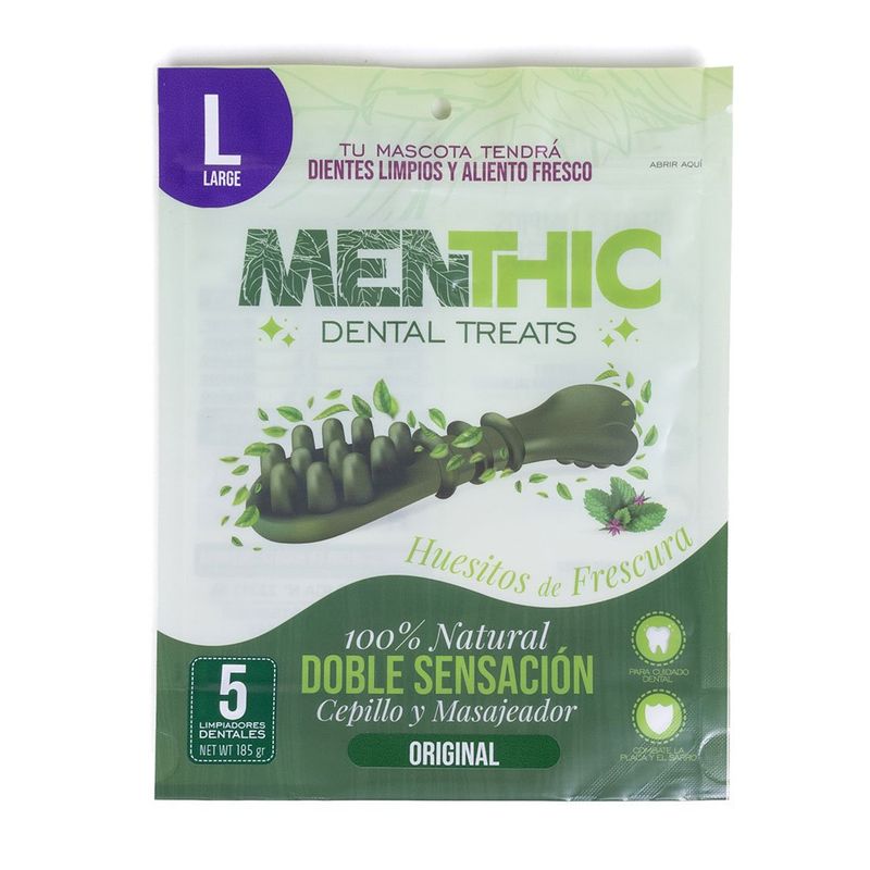 AM MASCOTAS - MENTHIC Dental Treats  Cepillo y Masajeador L x 5 und