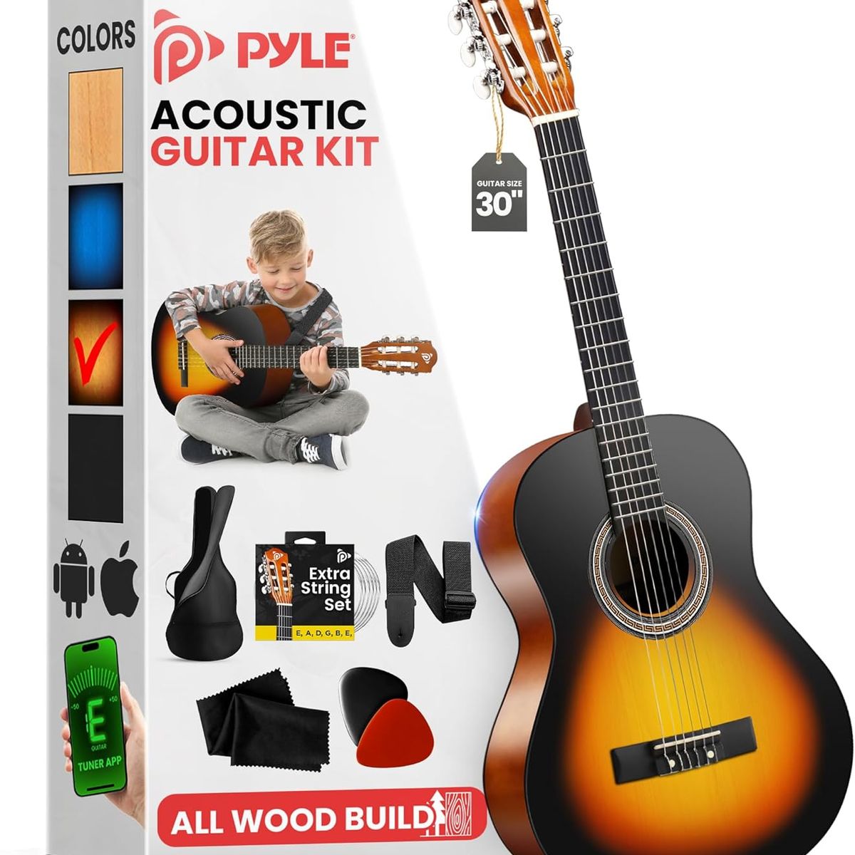 PYLE - Pyle Kit  guitarra acústica principiantes instrumento madera