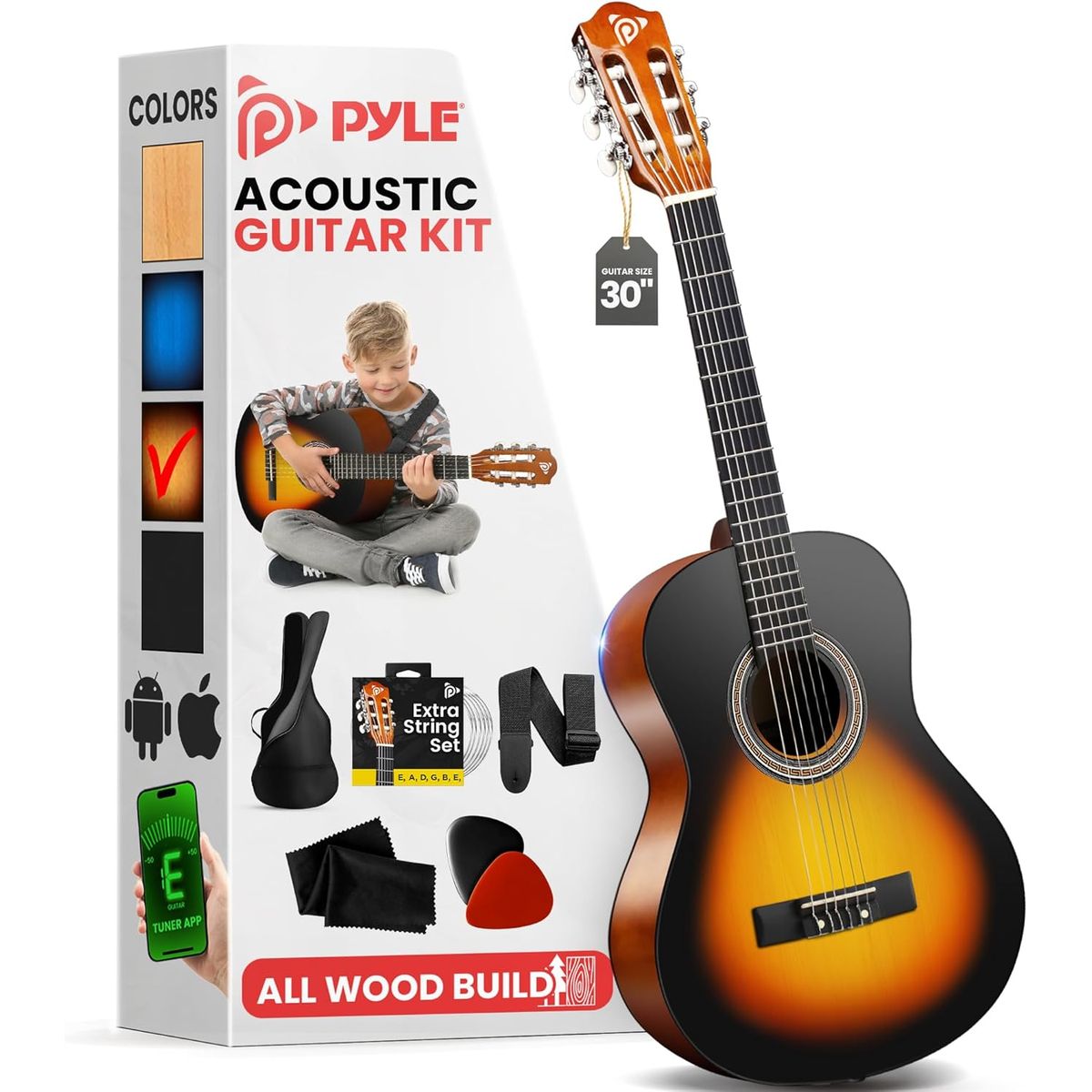 PYLE - Pyle Kit  guitarra acústica principiantes instrumento madera