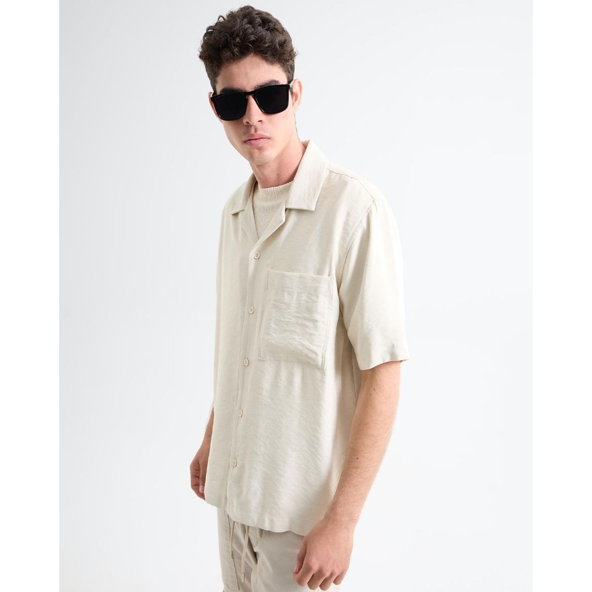 SEVEN SEVEN - Camisa Resort  Para Hombre Beige Seven Seven