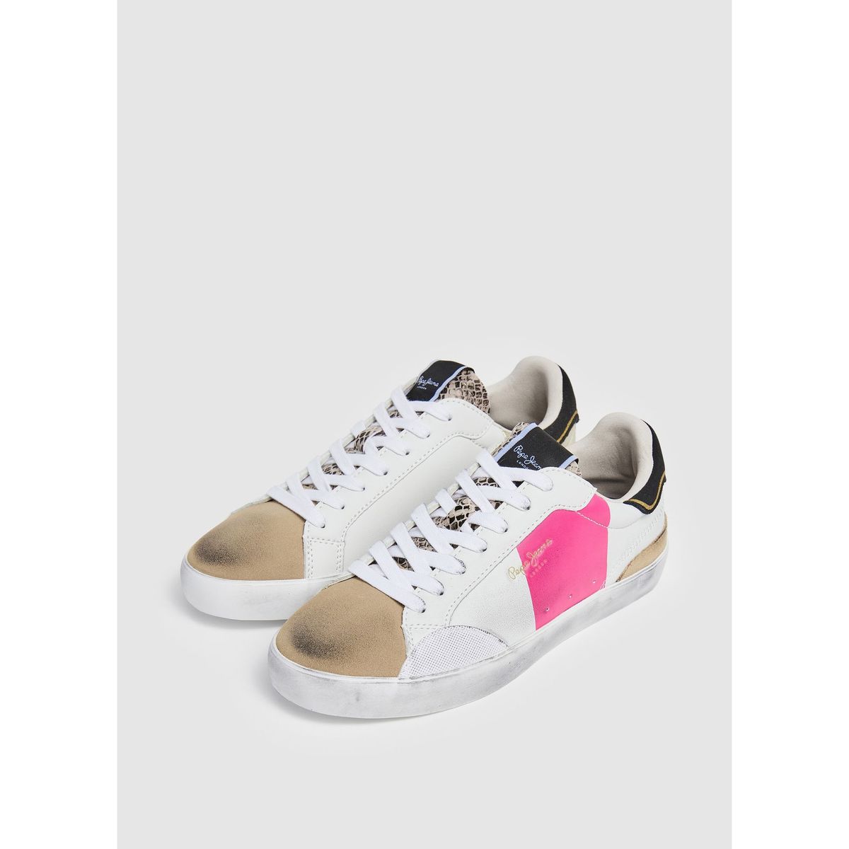 PEPE JEANS - Tenis Pepe Jeans Tenis Lane Elle W para mujer color Blanco y Rosa