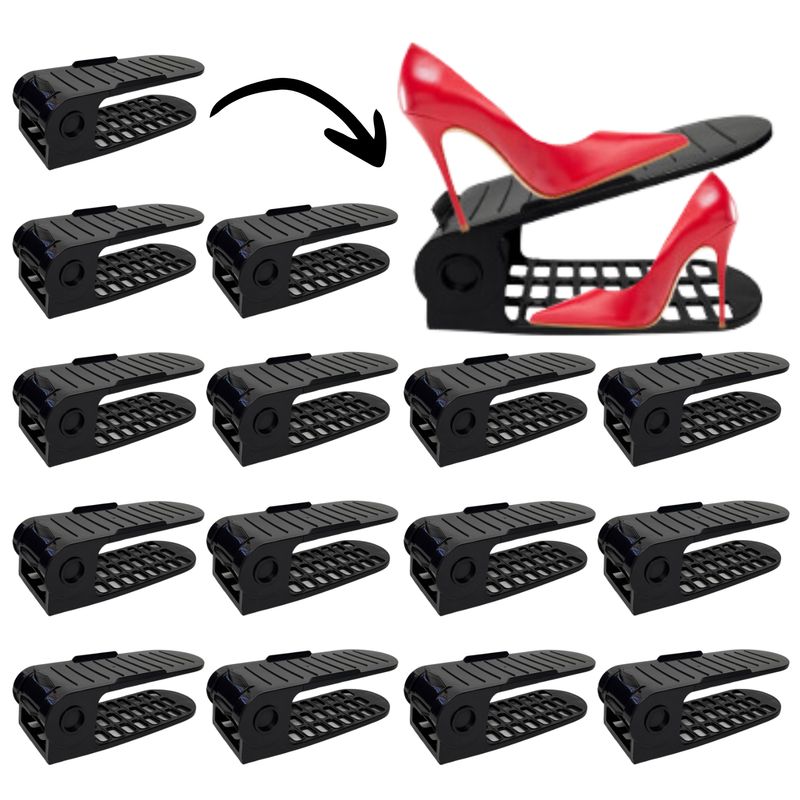 BUHOGAR - Organizador de Calzado Zapatero Extra fuerte 4 niveles Set x15 - negro