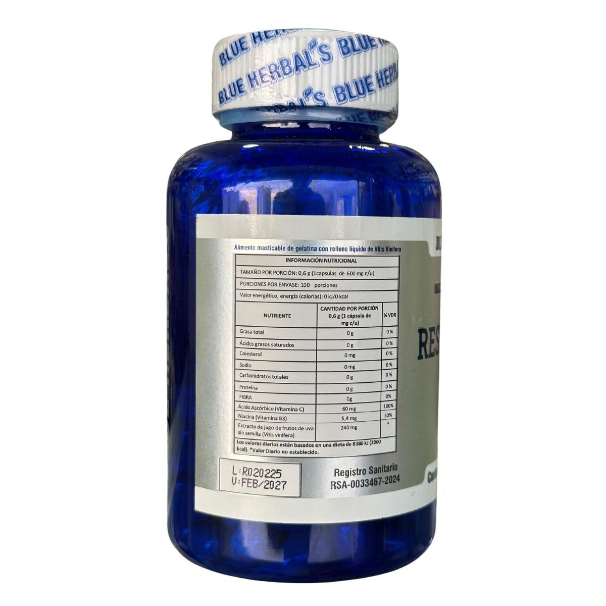 GLOBAL NUTRITION - X2 Resveratrol 300mg 100 Caps Blue Herbals