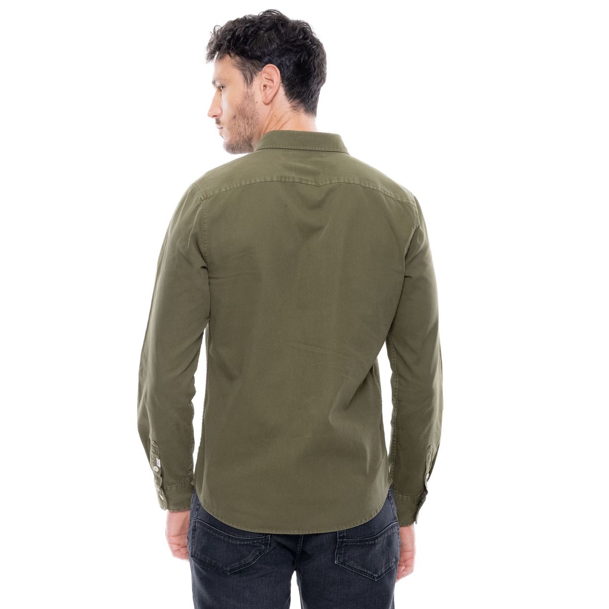 COLOR BLUE - Camisa Manga Larga Unicolor