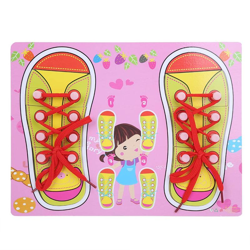 JUGANDO Y EDUCANDO - Juego Para Aprender A Amarrar Cordones En Madera Para Niños
