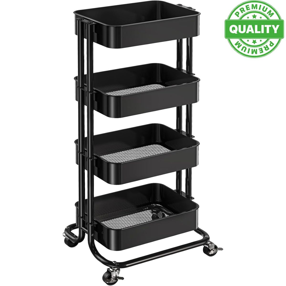 ONE PIXEL - Carrito de Almacenamiento de 4 Niveles para Cocina Negro