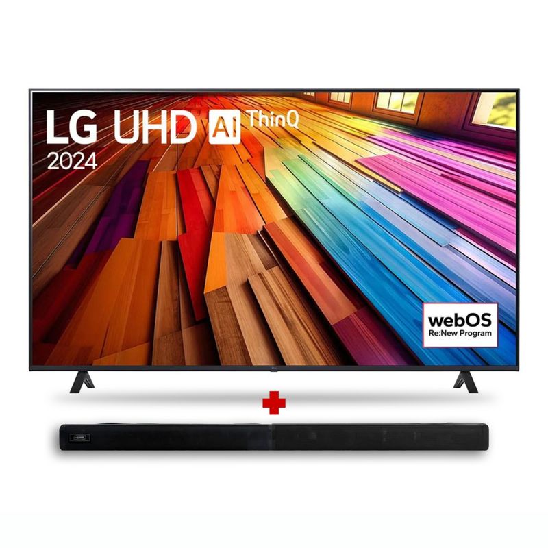 LG - Combo Televisor LG 75UT 75" pulgadas + Barra de sonido 2 en 1 Mertec