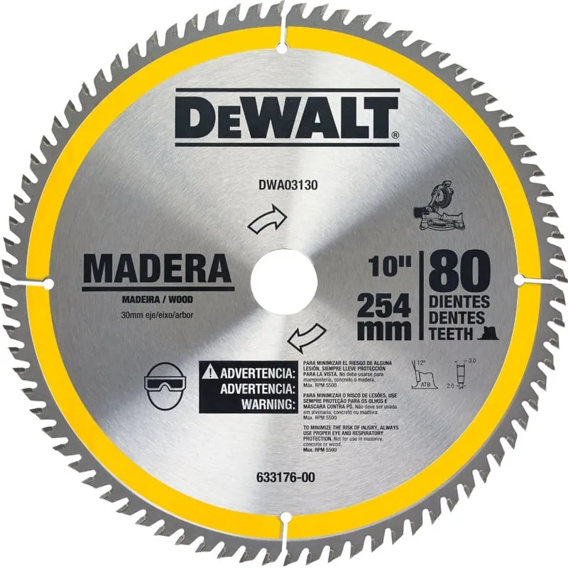 DEWALT - Disco sierra para madera 10" x 80tpi eje 30mm