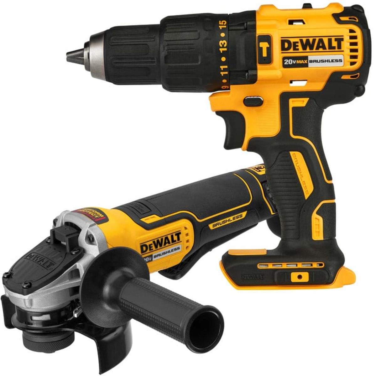 DEWALT - Taladro 1/2"+pulidora 4.5+2 batería +cargador