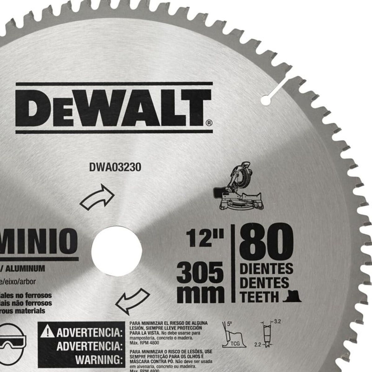DEWALT - Disco sierra para aluminio 12" x 80 dientes