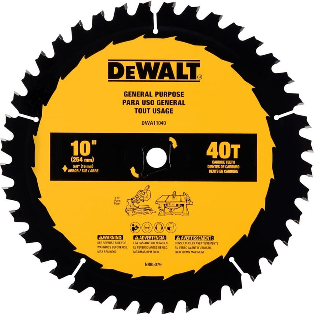 DEWALT - Disco sierra circular 10" x 40 dientes