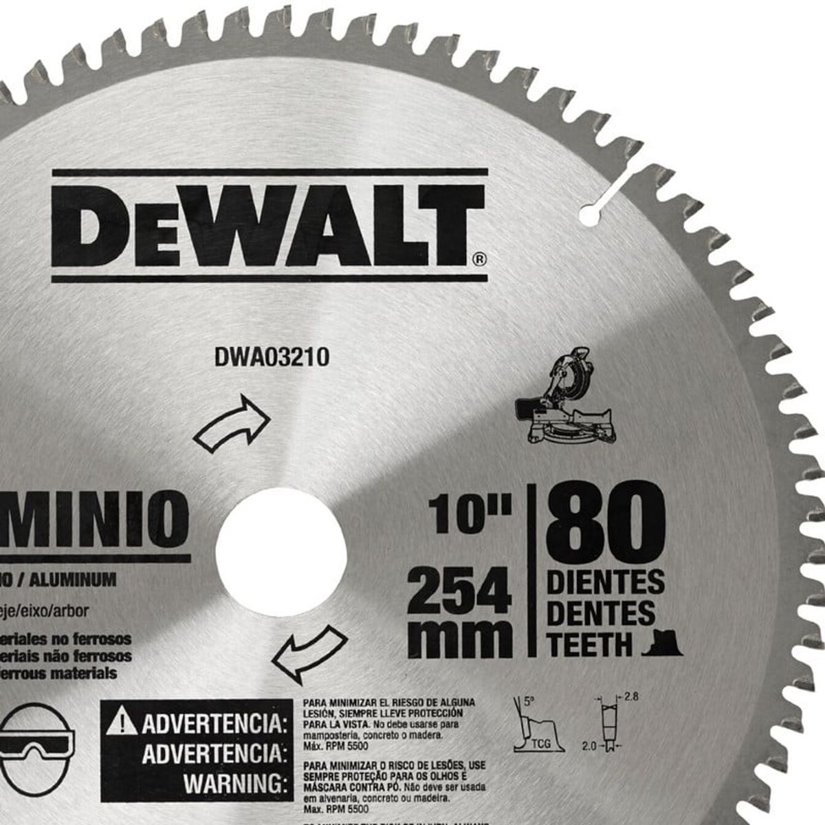 DEWALT - Disco sierra para aluminio 10" x 80 dientes