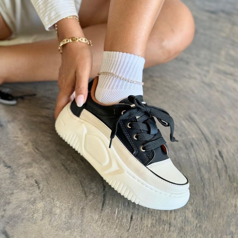 GENERICO - Tenis Dama Lona Plataforma Conford Mujer  Cosido- Negro