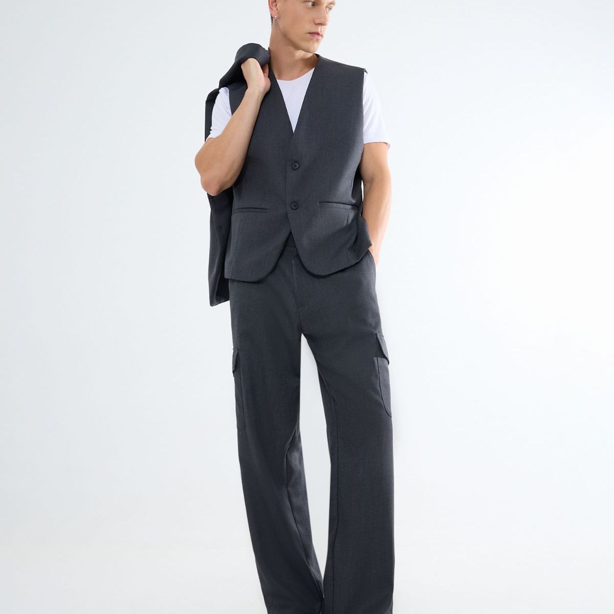 SEVEN SEVEN - Chaleco Para Hombre  Color Gris Oscuro Marca Seven Seven #45250007