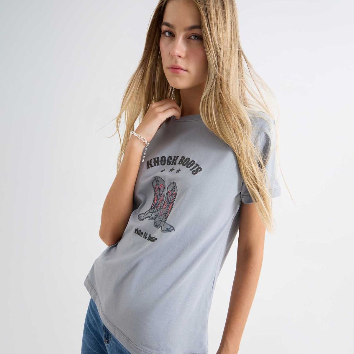 SEVEN SEVEN - Camiseta Para Mujer Manga Corta Color Gris Claro Marca Seven Seven #28096071