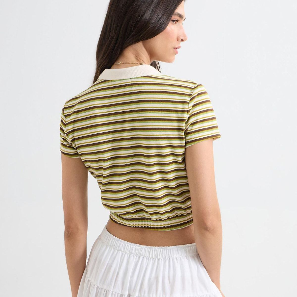 SEVEN SEVEN - Crop Top Cuello Polo  Para Mujer Café Seven Seven