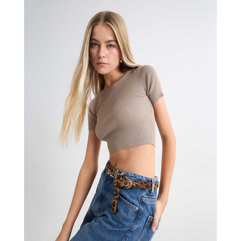 SEVEN SEVEN - Camiseta Para Mujer Manga Corta Color Cafe Claro Marca Seven Seven #28096036