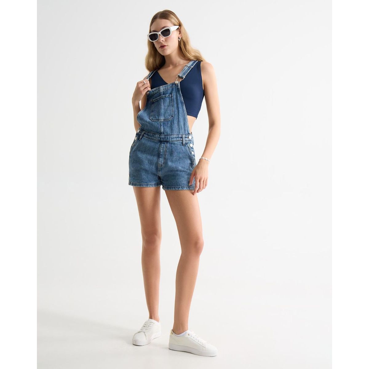 SEVEN SEVEN - Crop Top Básico  Para Mujer Azul Seven Seven
