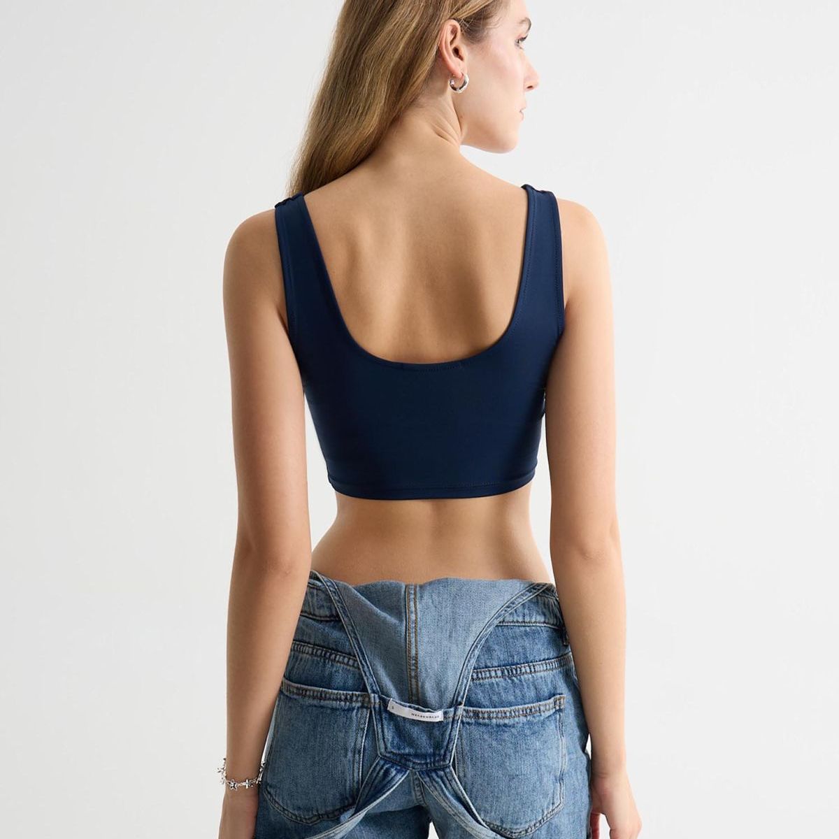 SEVEN SEVEN - Crop Top Básico  Para Mujer Azul Seven Seven